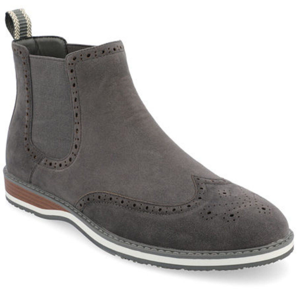 Vance Thorpe Boots Men's US 10.5 Gray Faux Leather Wingtip Ankle Chelsea ZPO3809
